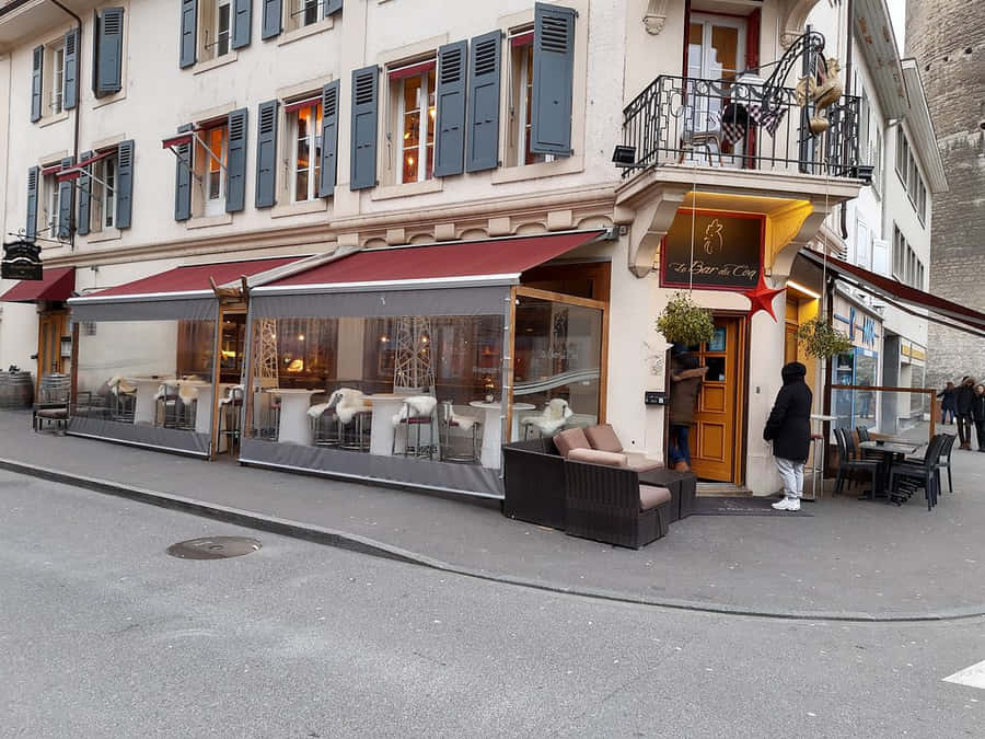 Yverdon Les Bains Cafe Street View Wallpaper