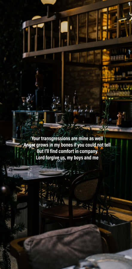 Zach Bryan Lyrics At Dark Bar Scene Wallpaper