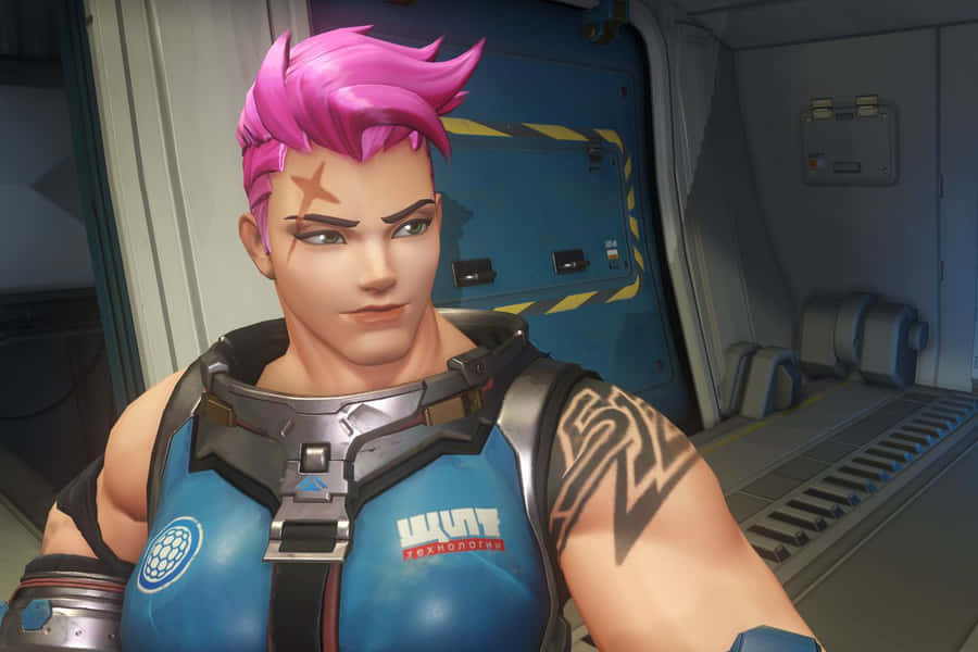 Zarya, The Graviton Surge Tank From Overwatch, Showcasing Her Might And Prowess Wallpaper