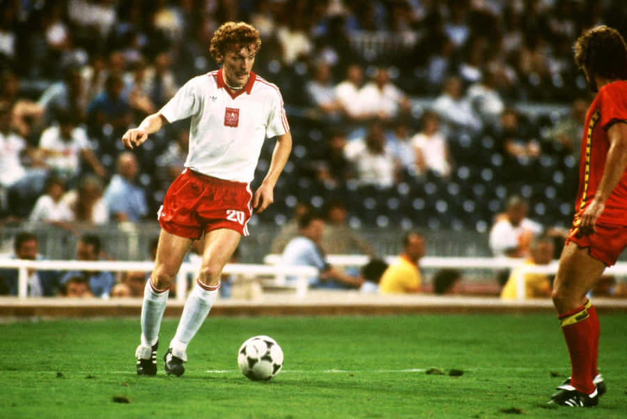 Zbigniew Boniek During Belgium And Poland World Cup Match Wallpaper