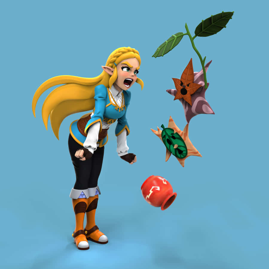 Zelda_and_ Koroks_ Animated_ Style Wallpaper