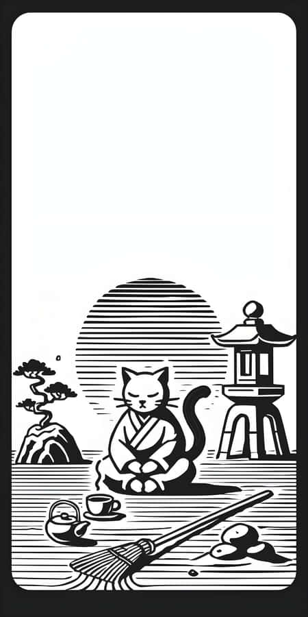 Zen Cat Meditation Scene Wallpaper