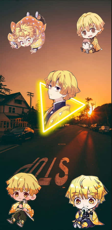 Zenitsu Agatsuma Cute Demon Slayer Chibi Art Wallpaper