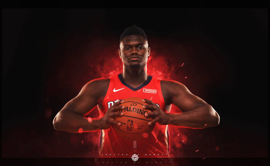 Zion Williamson Neon Red Art Wallpaper
