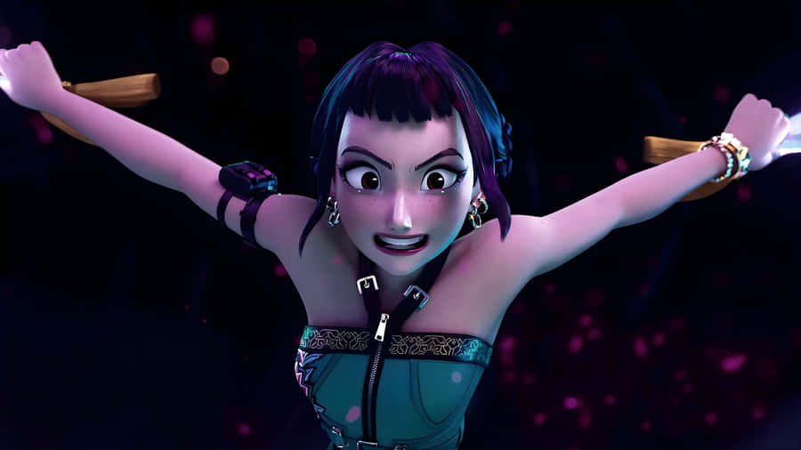 Zoey Kpop Demon Hunters Action Wallpaper