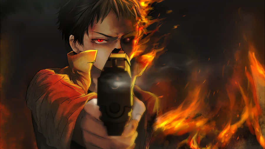 Zombieman Standing Tall Amidst Chaos Wallpaper