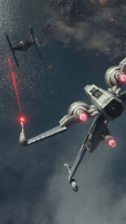 Zoom In On An X-wing Fighter In Space. Wallpaper