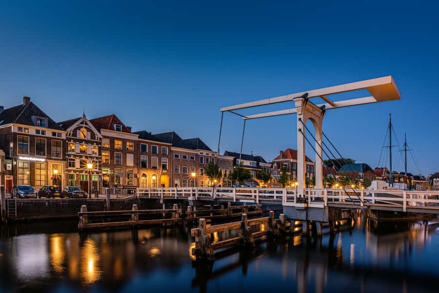 Zwolle Historical Cityscapewith Drawbridgeat Twilight Wallpaper