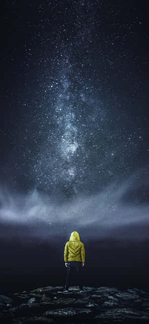 1080x2340 4k Night Stargazing Boy Digital Art Wallpaper