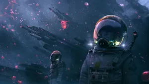 1366x768 Hd Desktop Astronauts Wallpaper