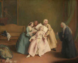 18th Century Fainting Scene Wallpaper