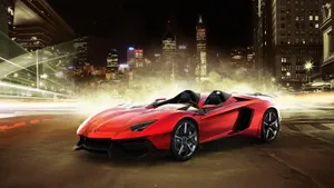 1920 X 1080 Car Lamborghini Aventador Red City Wallpaper