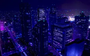 1920 X 1080 Night City Dark Purple Wallpaper