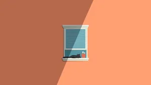 1920x1080 Hd Minimalist Cat Window Wallpaper