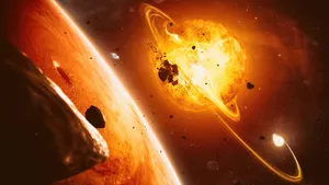 1920x1080 Hd Orange Star Cosmic Rings Wallpaper