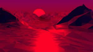 1920x1080 Red Abstract Mountain & Sunset Wallpaper