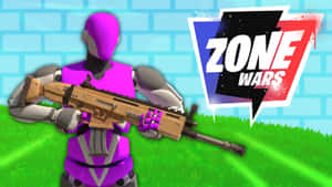 1v1lol Pink Player Character Machine Gun Wallpaper