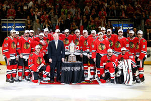 2013 Stanley Cup Champion, Brent Seabrook In Action Wallpaper