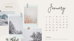 2024 January Winter Aesthetic Calendar Wallpaper