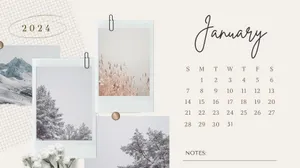 2024 January Winter Aesthetic Calendar Wallpaper