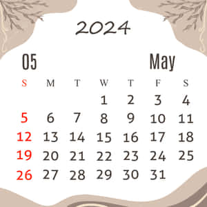 2024 May Calendar Aesthetic Wallpaper