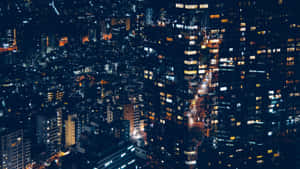 2048x1152 Aesthetic Aerial View Night City Light Wallpaper