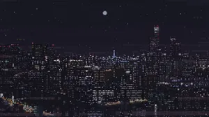 2048x1152 Aesthetic Pixelated Night City Wallpaper