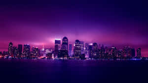 2048x1152 Aesthetic Purple Pink City Wallpaper