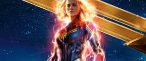 2560 X 1080 Blazing Captain Marvel Wallpaper