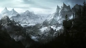 2560 X 1440 Skyrim Snowy Mountain Wallpaper