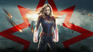 2560x1440 Marvel Captain Marvel Star Logo Wallpaper