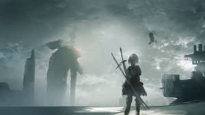 2b Standing Against A Cloudy Sky Wallpaper