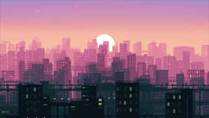 2d City Lo Fi Desktop Wallpaper