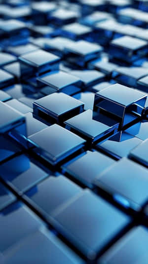 3 D Blue Cubes Abstract Pattern Wallpaper