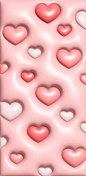 3 D Heartson Pink Background Wallpaper