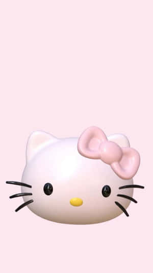 3 D Hello Kitty Head Illustration Wallpaper