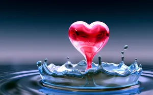 3 D Liquid Heart Splash Wallpaper