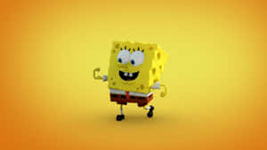 3 D Sponge Bob Yellow Background Wallpaper