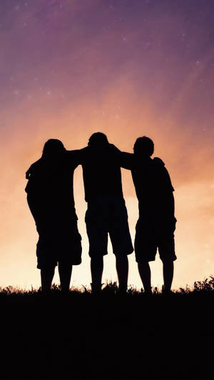 3 Silhouette Male Best Friends Wallpaper