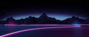 3440x1440 Space View With Pink Retro Wave Wallpaper