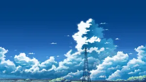 3840x1080 Anime White Clouds Sky Wallpaper