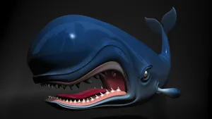 3d Cartoon Whale Baring Its Teeth Wallpaper