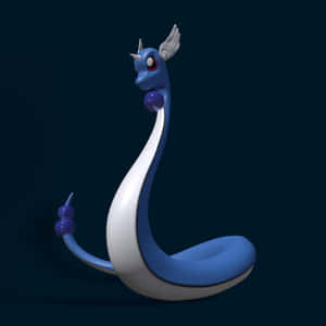 3d Dragonair On Dark Blue Background Wallpaper