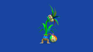 3d Exeggutor In Plain Blue Backdrop Wallpaper