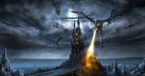 3d Fire Breathing Dragon In The Night Wallpaper