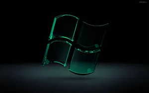 3d Glass Dark Windows Logo Wallpaper