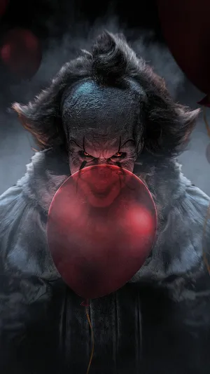 3d Horror Pennywise With Red Balloon Wallpaper