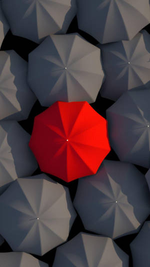 3d Iphone Black And Red Umbrellas Wallpaper