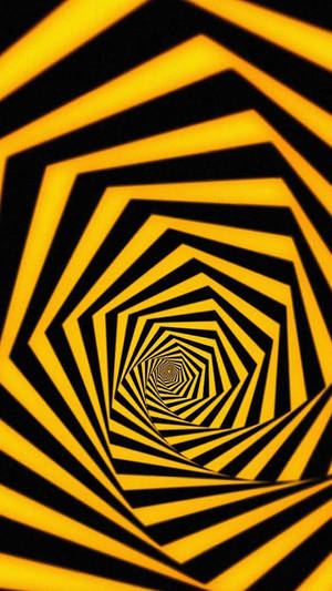 3d Iphone Black And Yellow Spiral Wallpaper