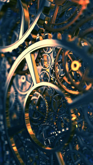 3d Iphone Chromed Gears Wallpaper